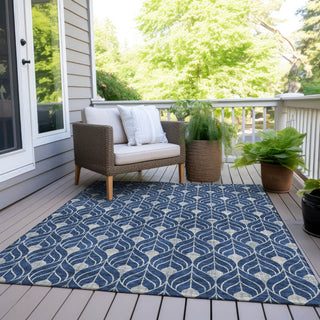 Piper Looms Chantille Geometric ACN931 Navy Machine Washable Area Rug Outdoor Lifestyle Image Feature