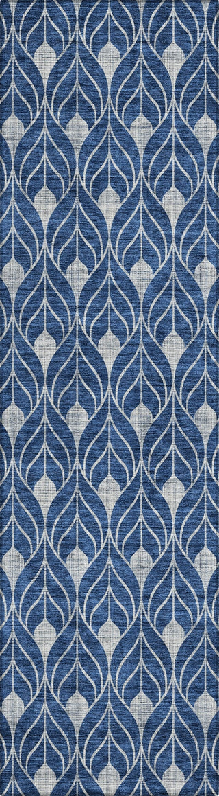 Piper Looms Chantille Geometric ACN931 Navy Machine Washable Area Rug Runner Main Image