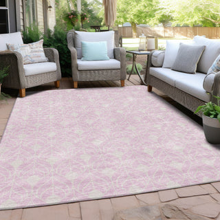 Piper Looms Chantille Geometric ACN931 Pink Machine Washable Area Rug Outdoor Lifestyle Image Feature