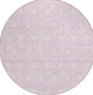 Piper Looms Chantille Geometric ACN931 Pink Machine Washable Area Rug Round Main Image