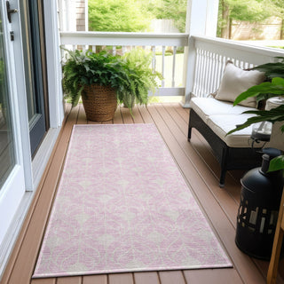 Piper Looms Chantille Geometric ACN931 Pink Machine Washable Area Rug Runner Outdoor Lifestyle Image Feature