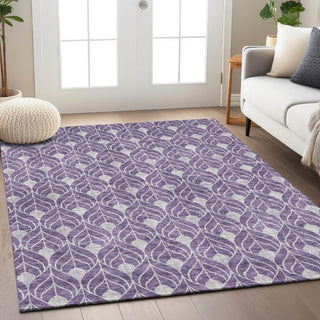 Piper Looms Chantille Geometric ACN931 Purple Machine Washable Area Rug Lifestyle Image Feature