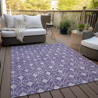Piper Looms Chantille Geometric ACN931 Purple Machine Washable Area Rug Outdoor Lifestyle Image Feature