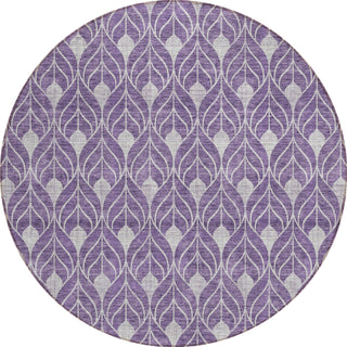 Piper Looms Chantille Geometric ACN931 Purple Machine Washable Area Rug Round Main Image
