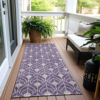 Piper Looms Chantille Geometric ACN931 Purple Machine Washable Area Rug Runner Outdoor Lifestyle Image Feature