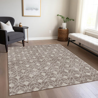 Piper Looms Chantille Geometric ACN931 Taupe Machine Washable Area Rug Lifestyle Image Feature