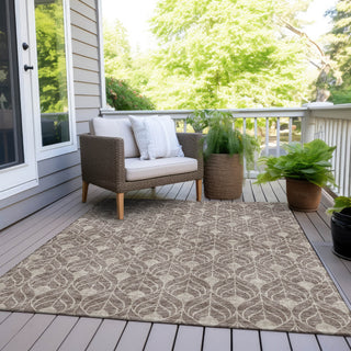 Piper Looms Chantille Geometric ACN931 Taupe Machine Washable Area Rug Outdoor Lifestyle Image Feature