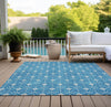 Piper Looms Chantille Geometric ACN931 Teal Machine Washable Area Rug Outdoor Lifestyle Image Feature