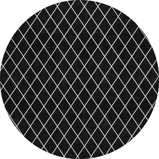 Piper Looms Chantille Diamonds ACN932 Black Machine Washable Area Rug Round Main Image