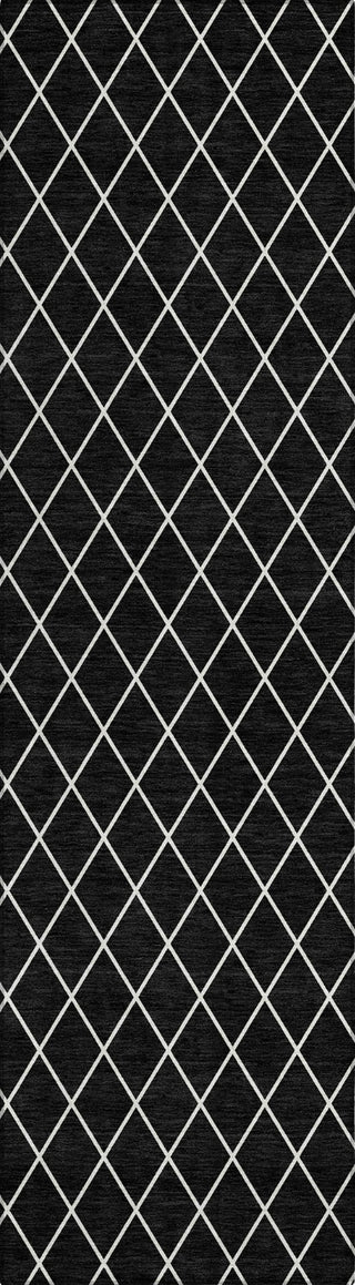 Piper Looms Chantille Diamonds ACN932 Black Machine Washable Area Rug Runner Main Image