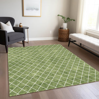 Piper Looms Chantille Diamonds ACN932 Green Machine Washable Area Rug Lifestyle Image Feature