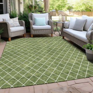 Piper Looms Chantille Diamonds ACN932 Green Machine Washable Area Rug Outdoor Lifestyle Image Feature