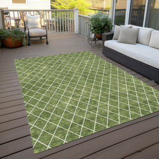 Piper Looms Chantille Diamonds ACN932 Green Machine Washable Area Rug Outdoor Lifestyle Image Feature