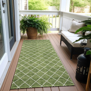 Piper Looms Chantille Diamonds ACN932 Green Machine Washable Area Rug Runner Outdoor Lifestyle Image Feature