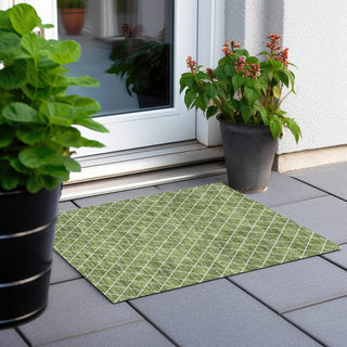 Piper Looms Chantille Diamonds ACN932 Green Machine Washable Area Rug Scatter Outdoor Lifestyle Image Feature