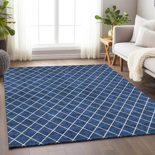 Piper Looms Chantille Diamonds ACN932 Navy Machine Washable Area Rug Lifestyle Image Feature