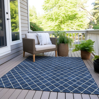 Piper Looms Chantille Diamonds ACN932 Navy Machine Washable Area Rug Outdoor Lifestyle Image Feature