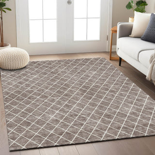 Piper Looms Chantille Diamonds ACN932 Taupe Machine Washable Area Rug Lifestyle Image Feature