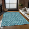 Piper Looms Chantille Diamonds ACN932 Teal Machine Washable Area Rug Lifestyle Image Feature