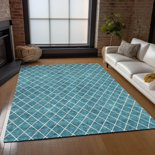 Piper Looms Chantille Diamonds ACN932 Teal Machine Washable Area Rug Lifestyle Image Feature