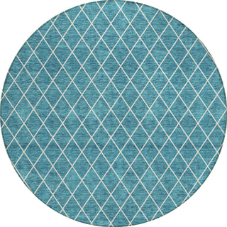 Piper Looms Chantille Diamonds ACN932 Teal Machine Washable Area Rug Round Main Image