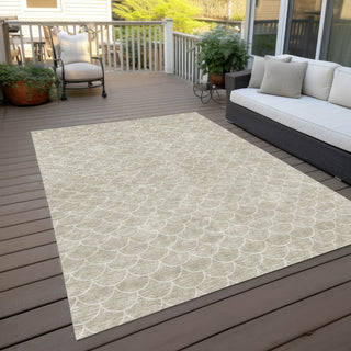 Piper Looms Chantille Geometric ACN933 Beige Machine Washable Area Rug Outdoor Lifestyle Image Feature