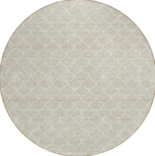 Piper Looms Chantille Geometric ACN933 Beige Machine Washable Area Rug Round Main Image