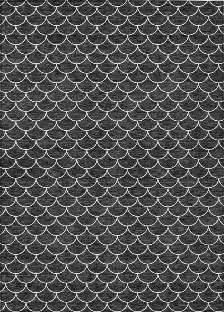 Piper Looms Chantille Geometric ACN933 Black Machine Washable Area Rug main image