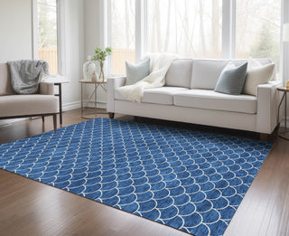 Piper Looms Chantille Geometric ACN933 Blue Machine Washable Area Rug Lifestyle Image Feature