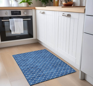 Piper Looms Chantille Geometric ACN933 Blue Machine Washable Area Rug Scatter Lifestyle Image Feature