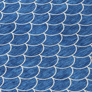 Piper Looms Chantille Geometric ACN933 Blue Machine Washable Area Rug Swatch Image