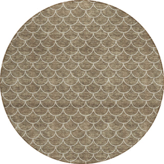 Piper Looms Chantille Geometric ACN933 Brown Machine Washable Area Rug Round Main Image