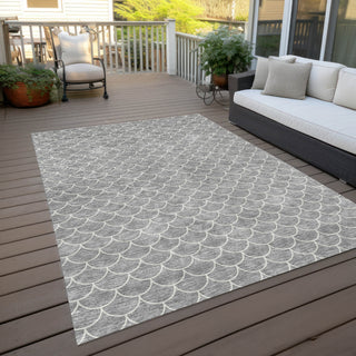 Piper Looms Chantille Geometric ACN933 Gray Machine Washable Area Rug Outdoor Lifestyle Image Feature