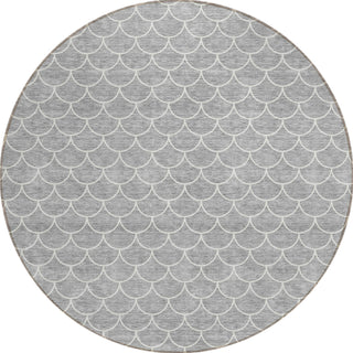 Piper Looms Chantille Geometric ACN933 Gray Machine Washable Area Rug Round Main Image