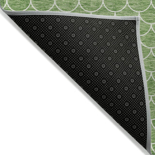 Piper Looms Chantille Geometric ACN933 Green Machine Washable Area Rug Backing Image