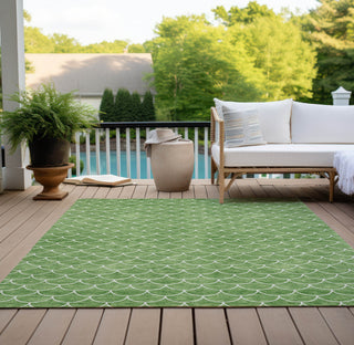 Piper Looms Chantille Geometric ACN933 Green Machine Washable Area Rug Outdoor Lifestyle Image Feature