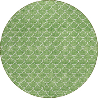 Piper Looms Chantille Geometric ACN933 Green Machine Washable Area Rug Round Main Image