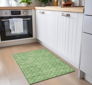 Piper Looms Chantille Geometric ACN933 Green Machine Washable Area Rug Scatter Lifestyle Image Feature