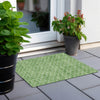 Piper Looms Chantille Geometric ACN933 Green Machine Washable Area Rug Scatter Outdoor Lifestyle Image Feature