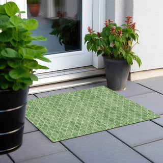 Piper Looms Chantille Geometric ACN933 Green Machine Washable Area Rug Scatter Outdoor Lifestyle Image Feature