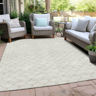 Piper Looms Chantille Geometric ACN933 Ivory Machine Washable Area Rug Outdoor Lifestyle Image Feature