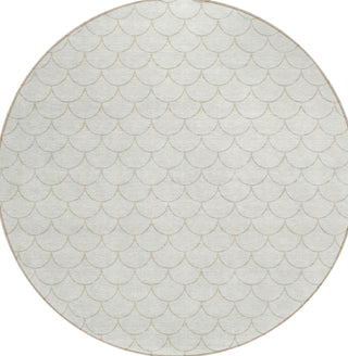 Piper Looms Chantille Geometric ACN933 Ivory Machine Washable Area Rug Round Main Image
