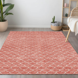 Piper Looms Chantille Geometric ACN933 Salmon Machine Washable Area Rug Lifestyle Image Feature