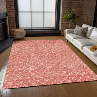 Piper Looms Chantille Geometric ACN933 Salmon Machine Washable Area Rug Lifestyle Image Feature