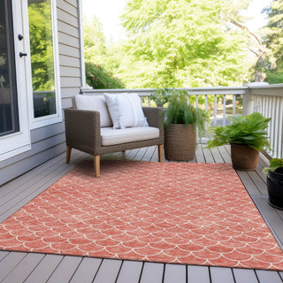 Piper Looms Chantille Geometric ACN933 Salmon Machine Washable Area Rug Outdoor Lifestyle Image Feature