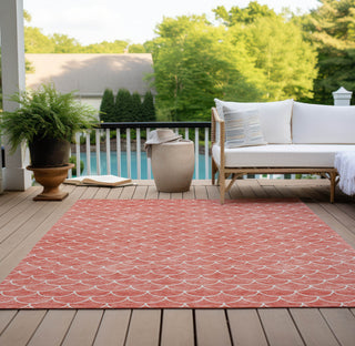Piper Looms Chantille Geometric ACN933 Salmon Machine Washable Area Rug Outdoor Lifestyle Image Feature