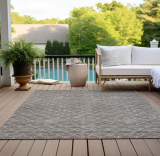 Piper Looms Chantille Geometric ACN933 Taupe Machine Washable Area Rug Outdoor Lifestyle Image Feature
