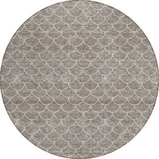Piper Looms Chantille Geometric ACN933 Taupe Machine Washable Area Rug Round Main Image