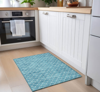 Piper Looms Chantille Geometric ACN933 Teal Machine Washable Area Rug Scatter Lifestyle Image Feature