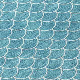 Piper Looms Chantille Geometric ACN933 Teal Machine Washable Area Rug Swatch Image